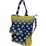 English Breakfast Yellow Pattern Blue Ombre Shoulder Tote Bag