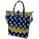 English Breakfast Yellow Pattern Blue Ombre Buckle Top Tote Bag