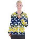 English Breakfast Yellow Pattern Blue Ombre Casual Zip Up Jacket