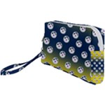English Breakfast Yellow Pattern Blue Ombre Wristlet Pouch Bag (Small)