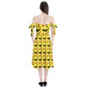 Bat Rose Lips Yellow Pattern Shoulder Tie Bardot Midi Dress View2
