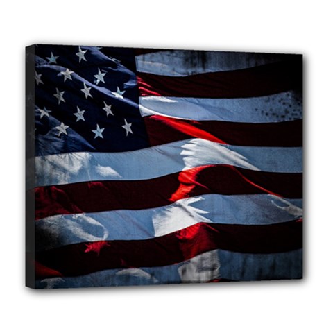 Grunge American Flag Deluxe Canvas 24  X 20  (stretched) by Vaneshart