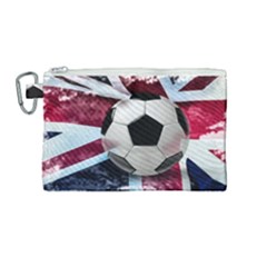 Soccer Ball With Great Britain Flag Canvas Cosmetic Bag (medium) by Vaneshart