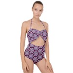 Background Pattern Tile Flower Scallop Top Cut Out Swimsuit
