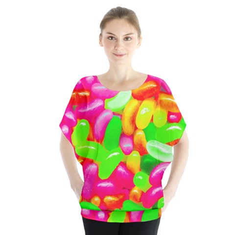 Vibrant Jelly Bean Candy Batwing Chiffon Blouse by essentialimage