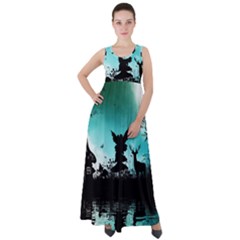 Litte Fairy With Deer In The Night Empire Waist Velour Maxi Dress by FantasyWorld7