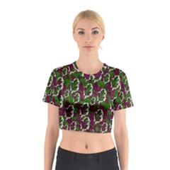 Green Fauna And Leaves In So Decorative Style Cotton Crop Top by pepitasart