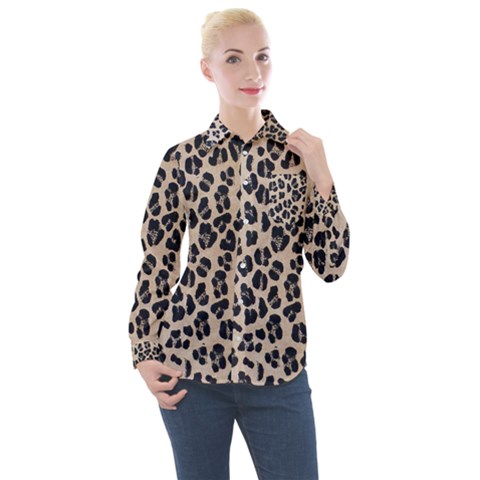 Leopard Women s Long Sleeve Pocket Shirt by vintage2030