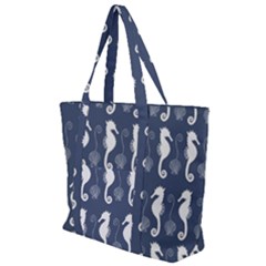 Seahorse Shell Pattern Zip Up Canvas Bag by Vaneshart