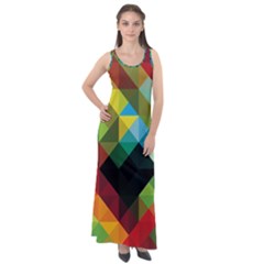 Pattern Colorful Geometry Abstract Wallpaper Sleeveless Velour Maxi Dress by Vaneshart
