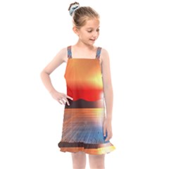Sunset Water River Sea Sunrays Kids  Overall Dress