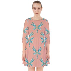 Turquoise Dragonfly Insect Paper Smock Dress
