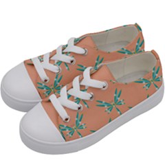 Turquoise Dragonfly Insect Paper Kids  Low Top Canvas Sneakers