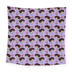 Redhead Girl Pattern Lilac Square Tapestry (large)