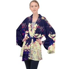 Retro Girl Long Sleeve Velvet Kimono  by snowwhitegirl