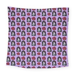 Girl Flower Pattern Lilac Square Tapestry (large)