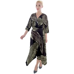 Jungle Quarter Sleeve Wrap Front Maxi Dress by Sobalvarro