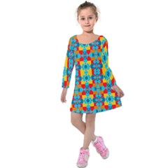 Pop Art  Kids  Long Sleeve Velvet Dress by Sobalvarro