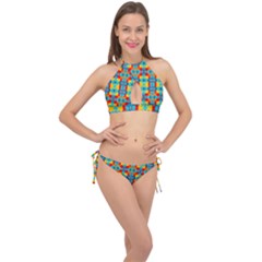 Pop Art  Cross Front Halter Bikini Set by Sobalvarro