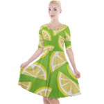 Lemon Fruit Healthy Fruits Food Quarter Sleeve A-Line Dress