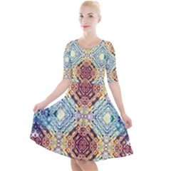 Pattern Quarter Sleeve A-line Dress by Sobalvarro