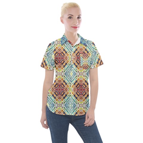 Pattern Women s Short Sleeve Pocket Shirt by Sobalvarro