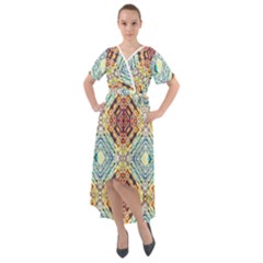 Pattern Front Wrap High Low Dress by Sobalvarro
