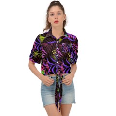 Leaves  Tie Front Shirt  by Sobalvarro