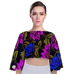 Botany  Tie Back Butterfly Sleeve Chiffon Top by Sobalvarro
