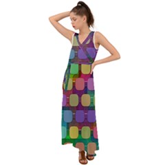 Pattern  V-neck Chiffon Maxi Dress by Sobalvarro