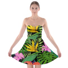 Tropical Greens Strapless Bra Top Dress by Sobalvarro