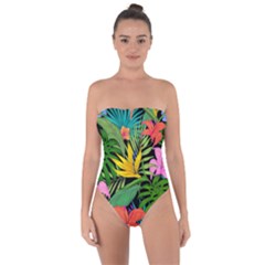 Tropical Greens Tie Back One Piece Swimsuit by Sobalvarro