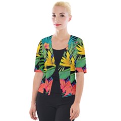 Tropical Greens Cropped Button Cardigan by Sobalvarro