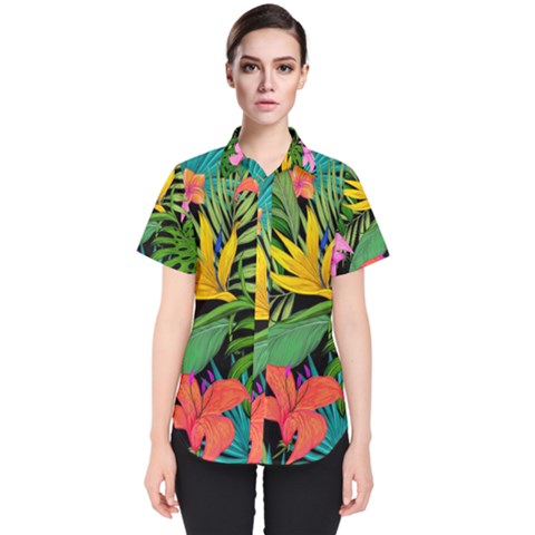 Tropical Greens Women s Short Sleeve Shirt by Sobalvarro