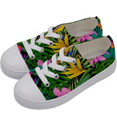 Tropical Greens Kids  Low Top Canvas Sneakers by Sobalvarro