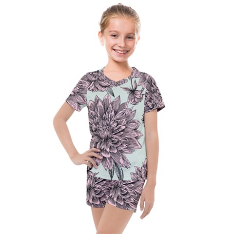 Flowers Kids  Mesh Tee And Shorts Set by Sobalvarro
