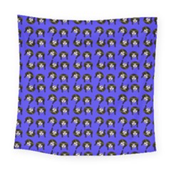 Retro Girl Daisy Chain Pattern Blue Square Tapestry (large)