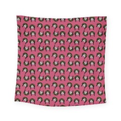 Retro Girl Daisy Chain Pattern Pink Square Tapestry (small) by snowwhitegirl
