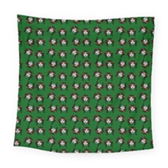 Retro Girl Daisy Chain Pattern Green Square Tapestry (large)