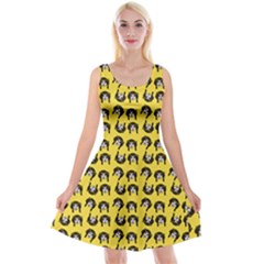 Retro Girl Daisy Chain Pattern Yellow Reversible Velvet Sleeveless Dress by snowwhitegirl
