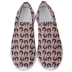 Retro Girl Daisy Chain Pattern Light Pink Men s Slip On Sneakers by snowwhitegirl