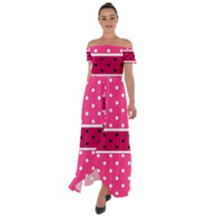 Polka Dots Two Times 2 Black Off Shoulder Open Front Chiffon Dress by impacteesstreetwearten