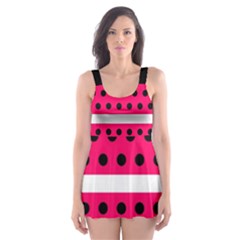 Polka Dots Two Times 3 Black Skater Dress Swimsuit by impacteesstreetwearten