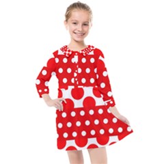 Polka Dots Two Times 9 Kids  Quarter Sleeve Shirt Dress by impacteesstreetwearten