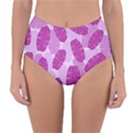 Exotic Tropical Leafs Watercolor Pattern Reversible High-Waist Bikini Bottoms