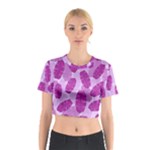 Exotic Tropical Leafs Watercolor Pattern Cotton Crop Top