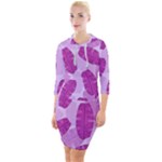 Exotic Tropical Leafs Watercolor Pattern Quarter Sleeve Hood Bodycon Dress