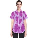 Exotic Tropical Leafs Watercolor Pattern Women s Short Sleeve Shirt