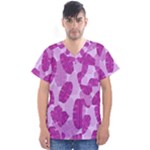 Exotic Tropical Leafs Watercolor Pattern Men s V-Neck Scrub Top