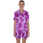 Exotic Tropical Leafs Watercolor Pattern Satin Short Sleeve Pyjamas Set